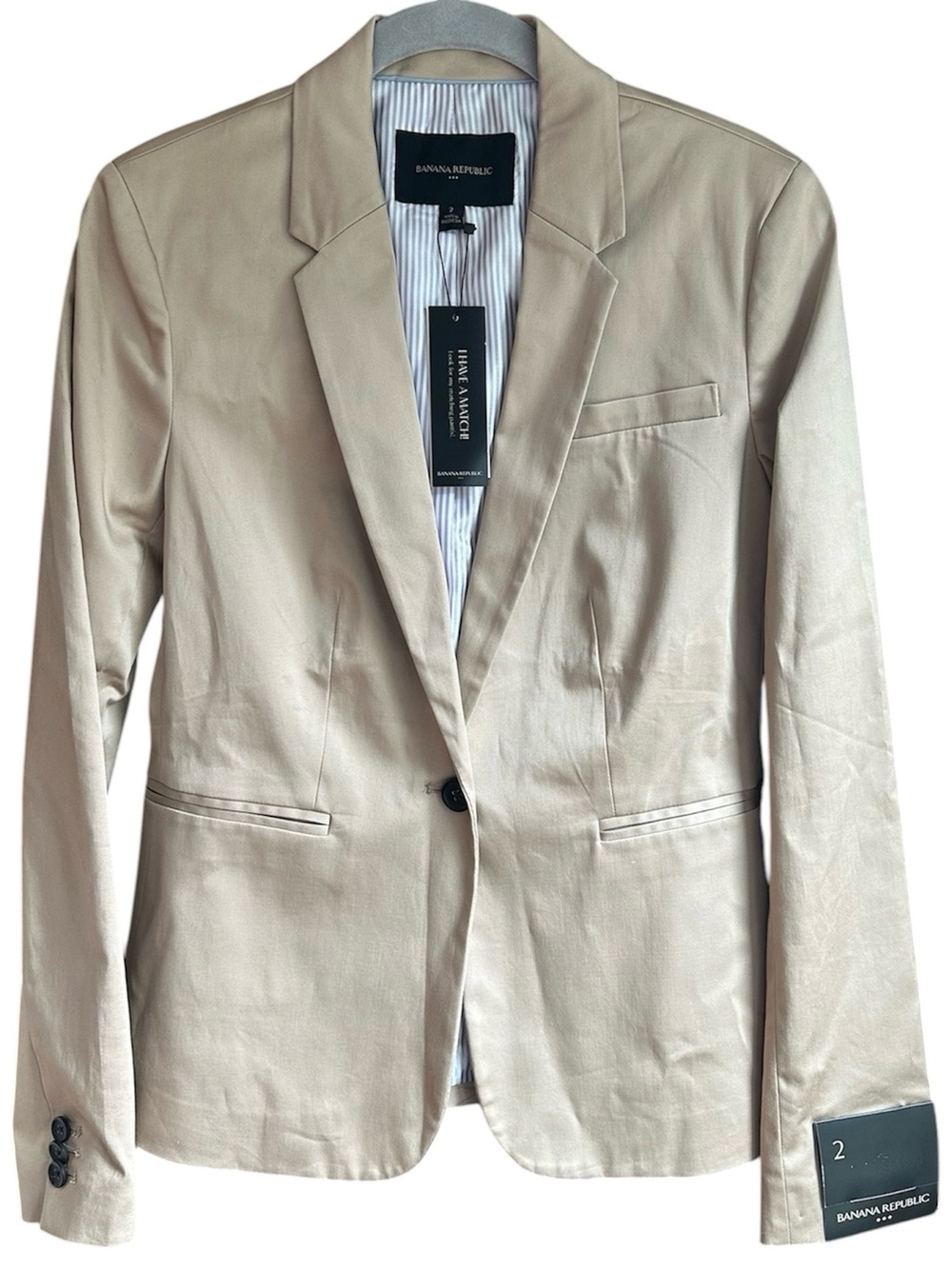 NWT Banana Republic  Women's Single-Button Cotton Tan Blazer SZ 2